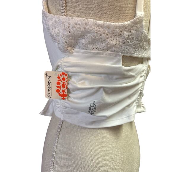NWT Free People Fp Movement Crowd Pleaser Cami White Dbl Straps Lace Women’s XL - Picture 9 of 13